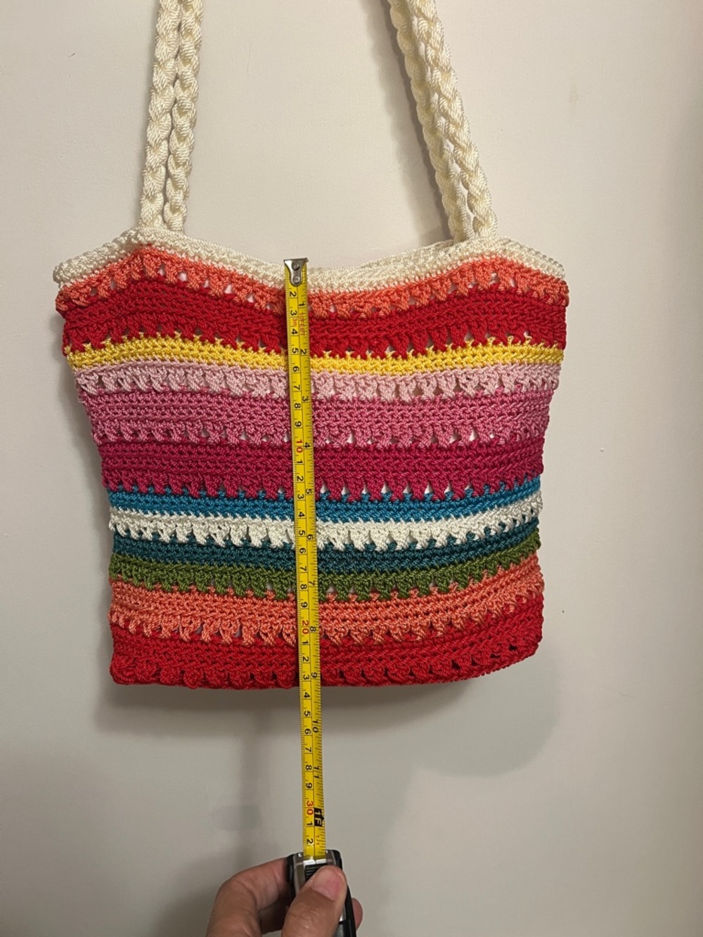 croft & barrow Multicolor Striped Crochet Shoulder Bag with Cream Rope Strap - Picture 5 of 10